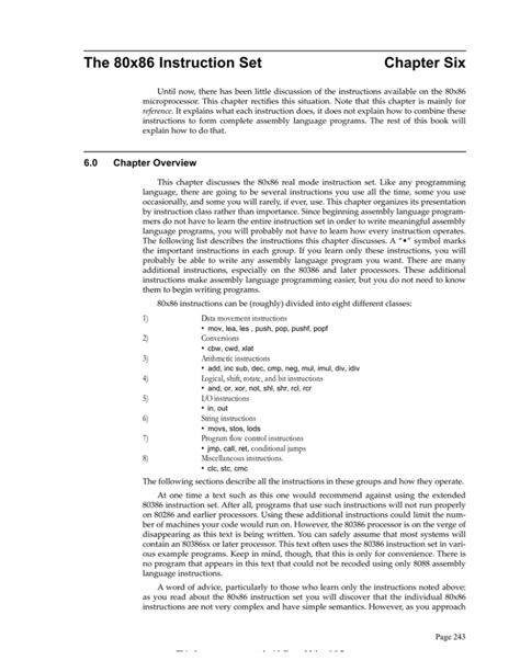 80x86 Instruction Set Reference .